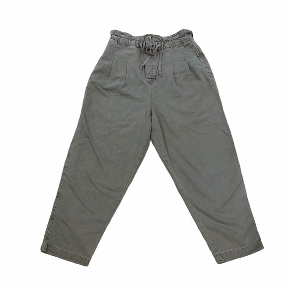 Free People Margate Sz S Olive Army Green Dropped Crotch High Waist Canvas Pants - Picture 2 of 6